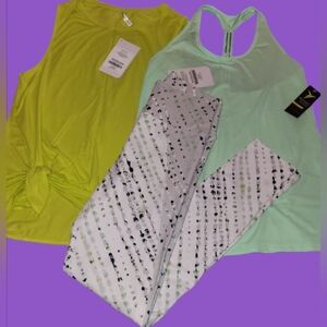 NWT ~ FABLETICS RAMONA Yoga Pants Sz. XS ~ Tunic & Old Navy Active Top Sz. MED